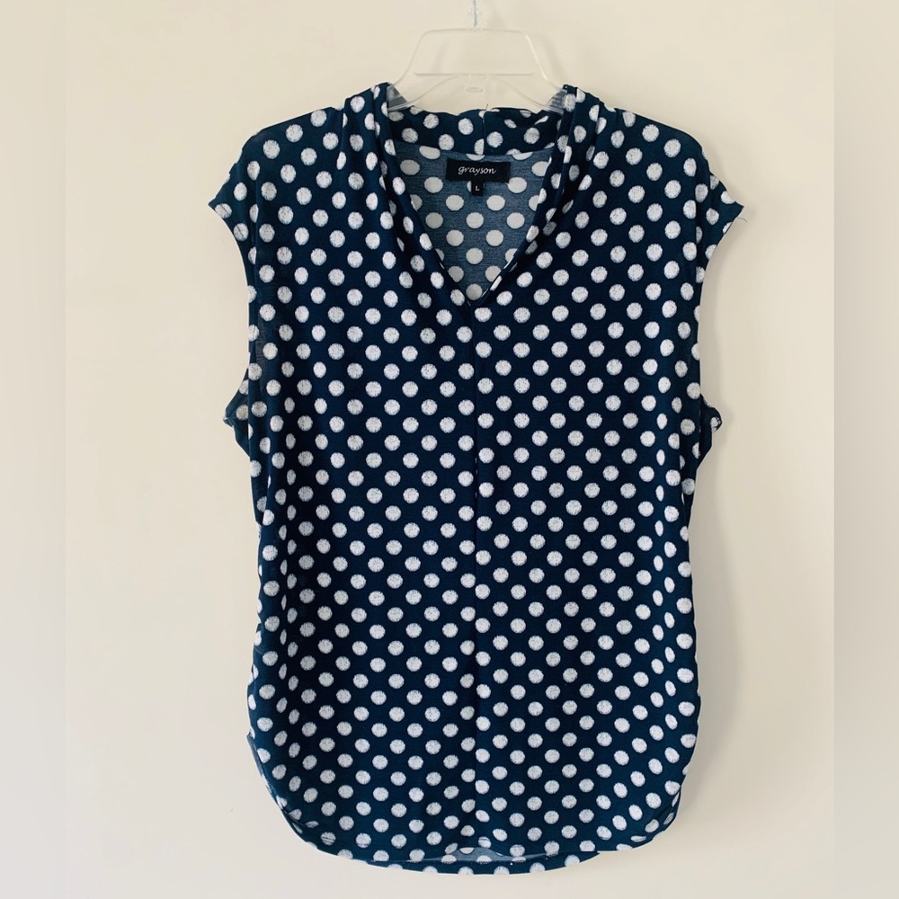 Blue & White Polka Dot Shirt XL